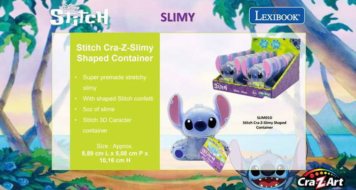 Lexibook Slime Stitch bleu clair avec confettis et étui 3D