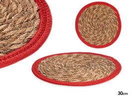 Giftdecor Tapis Naturel Fibre Naturelle avec Bords Rouges 30x30 cm, Décoration Intérieure (Set de 48)