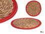 Giftdecor Tapis Naturel Fibre Naturelle avec Bords Rouges 30x30 cm, Décoration Intérieure (Set de 48)