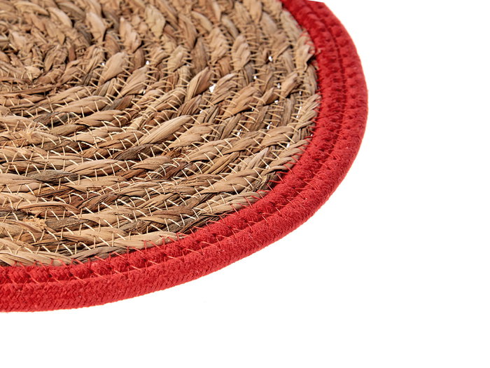 Giftdecor Tapis Naturel Fibre Naturelle avec Bords Rouges 30x30 cm, Décoration Intérieure (Set de 48)
