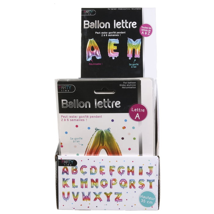 Party Time Ballon Lettre H Arc-en-ciel 35 cm