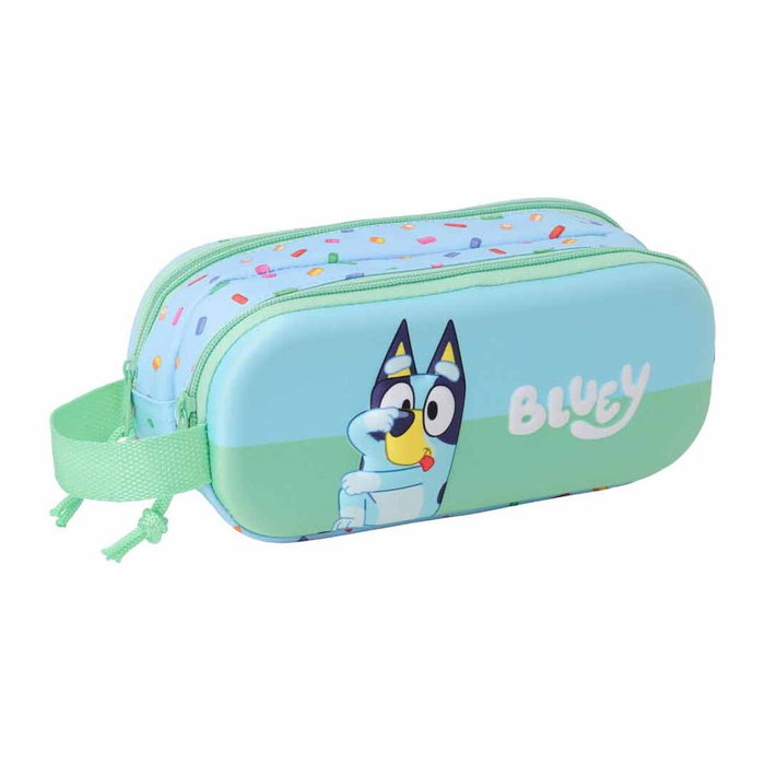 SAFTA Portatodo Double 3D avec motifs Bluey - Sac à main en tissu polyester avec 2 compartiments à fermeture éclair et asa latérale - 21 x 6 x 8 cm SAFTA Portatodo Double 3D avec motifs Bluey - Sac à main en tissu polyester avec 2 compartiments à fermeture éclair et asa latérale - 21 x 6 x 8 cm