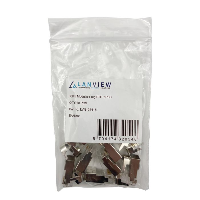 Lanview RJ45 blindée Cat6a pour câble AWG22-23, 10 pièces - Fiche pour montage direct, caméras IP Lanview RJ45 blindée Cat6a pour câble AWG22-23, 10 pièces - Fiche pour montage direct, caméras IP
