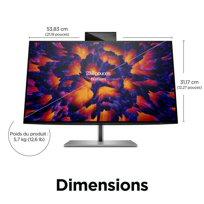 HP Écran de Conférence Z24m G3 60.5 cm (23.8") QHD IPS Webcam Intégrée Haut-Parleurs Micro HP Presence HDR400 USB-C 100W
