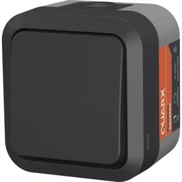 QUARX Poussoir extérieur Aqua Pro IP55 250V 10A, conforme norme NF, pour jardin et terrasse