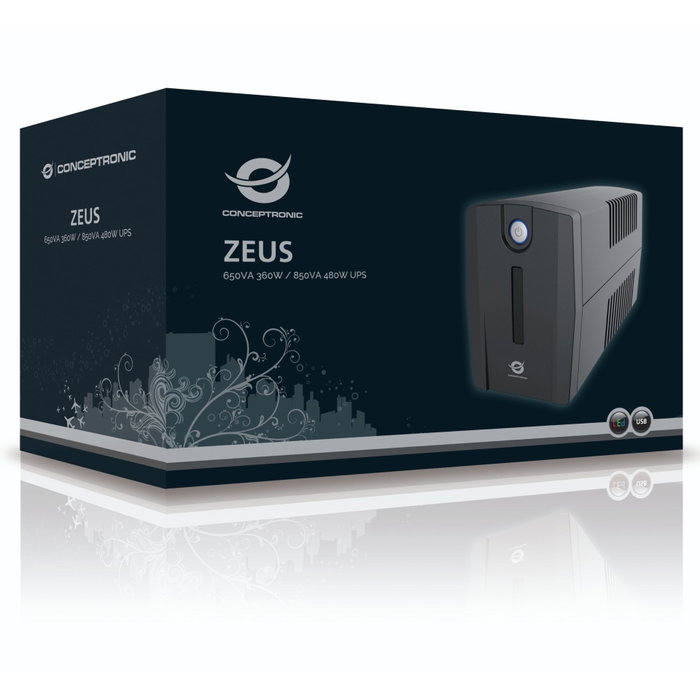 Conceptronic ZEUS01E 650VA 360W Onduleur Ligne Interactive IEC