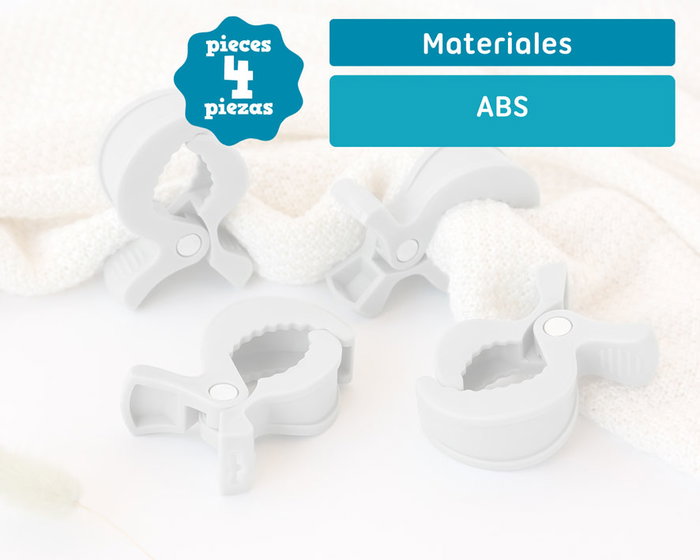 KioKids Pinces pour Pare-Soleil Bébé en Forme de Poisson, Gris, Lot de 4