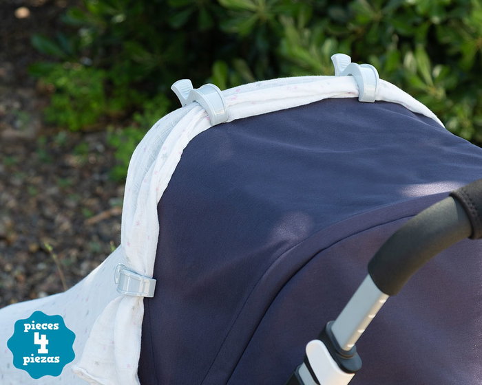 KioKids Pinces pour Pare-Soleil Bébé en Forme de Poisson, Gris, Lot de 4