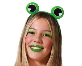 Diadema Rana Verde - Diadème Grenouille pour Femme Adulte, Déguisement, Carnaval, Accessoire Fête, Décorations de Soirée