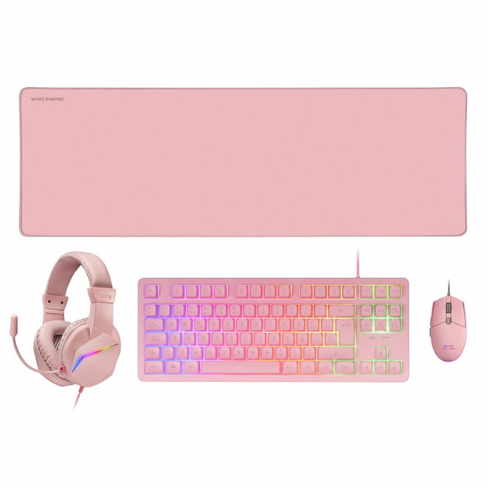 Pack Gaming Mars Gaming MCPRGB3PES Multicouleur Rose Espagnol Qwerty (4 Unités)