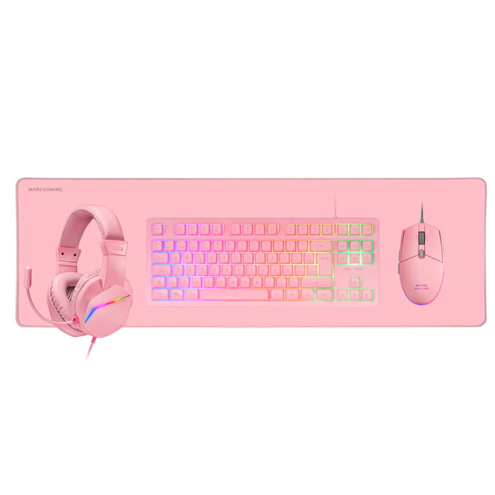 Pack Gaming Mars Gaming MCPRGB3PES Multicouleur Rose Espagnol Qwerty (4 Unités)