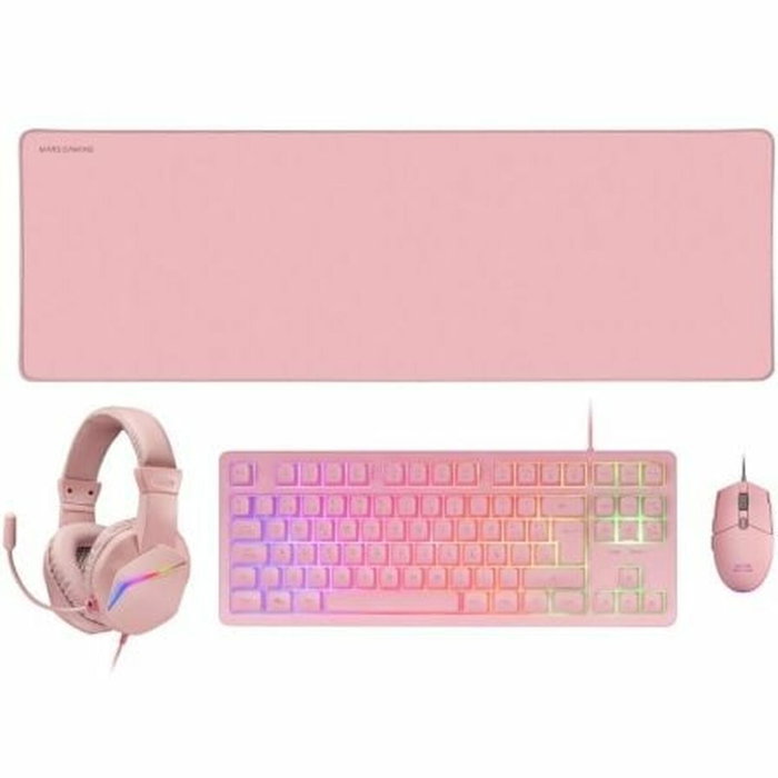 Pack Gaming Mars Gaming MCPRGB3PES Multicouleur Rose Espagnol Qwerty (4 Unités)