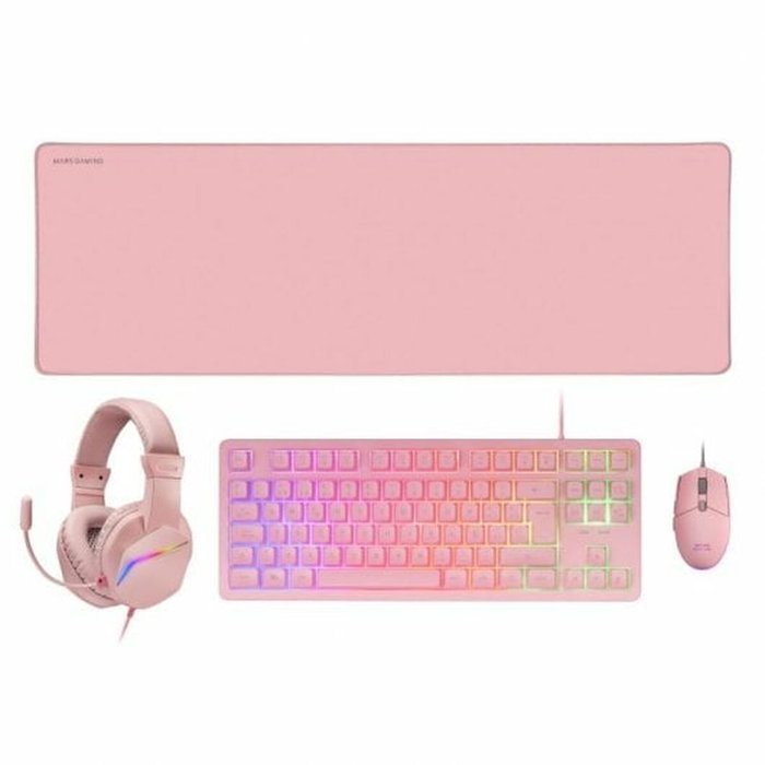 Pack Gaming Mars Gaming MCPRGB3PES Multicouleur Rose Espagnol Qwerty (4 Unités)