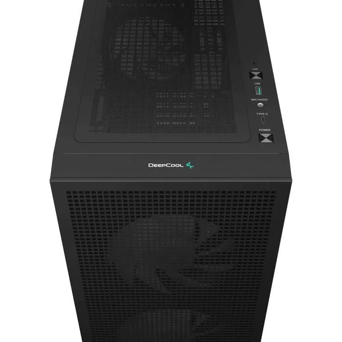 Deepcool CH360 Digital - Boîtier PC Mini Tour M-ATX Noir - Façade Mesh, Afficheur Température, 3 Ventilos ARGB, Verre Trempé, USB Type-C