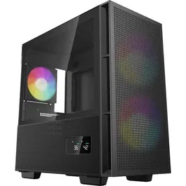 Deepcool CH360 Digital - Boîtier PC Mini Tour M-ATX Noir - Façade Mesh, Afficheur Température, 3 Ventilos ARGB, Verre Trempé, USB Type-C