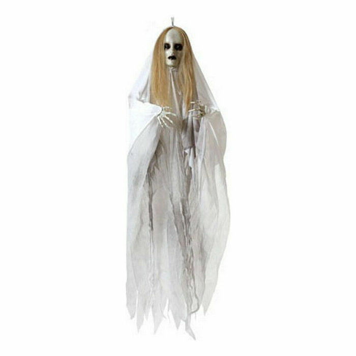 BigBuy Home Fantôme Suspendu avec Tunique Blanche, Cheveux Blonds, Lumière et Son (100 cm) BigBuy Home Fantôme Suspendu avec Tunique Blanche, Cheveux Blonds, Lumière et Son (100 cm)