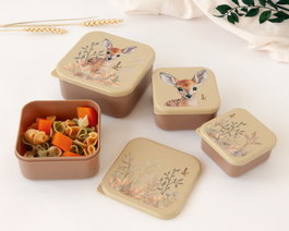 KioKids Set de 4 Contenants Porta-Alimentos Cerf Beige