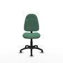 Chaise de bureau Algarra avec mécanisme de contact permanent de base, recouverte de tissu vert émeraude. Équipée d'une base en polyamide noir, sans accoudoirs et avec butées