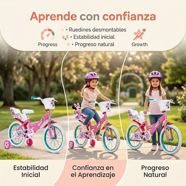 Huffy Bicicleta Minnie 16" Vélo pour Enfant 5 à 8 Ans en Espagnol - Référence Minnie Huffy 16"