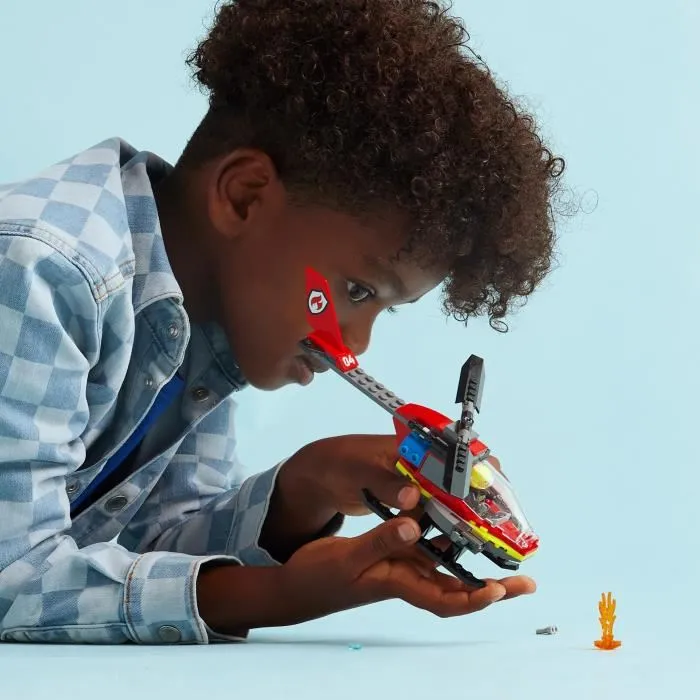LEGO 60411 City - Hélicoptère de Secours des Pompiers avec Minifigurines et Lanceurs d'Eau - Jeu de Construction 85 pièces - Jouet pour Enfants À Partir de 5 Ans