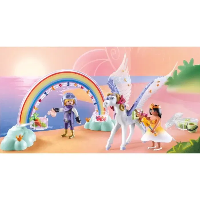 Playmobil 71361 - Coffret Princess Magic avec cheval ailé à décorer, princesse, chevalier et arc-en-ciel magique - Jouet pour enfants dès 4 ans