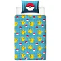 Pokemon - Parure de lit réversible 2 pièces microfibre Pikachu Laser - Housse de couette 140 x 200 cm + Taie 63 x 63 cm