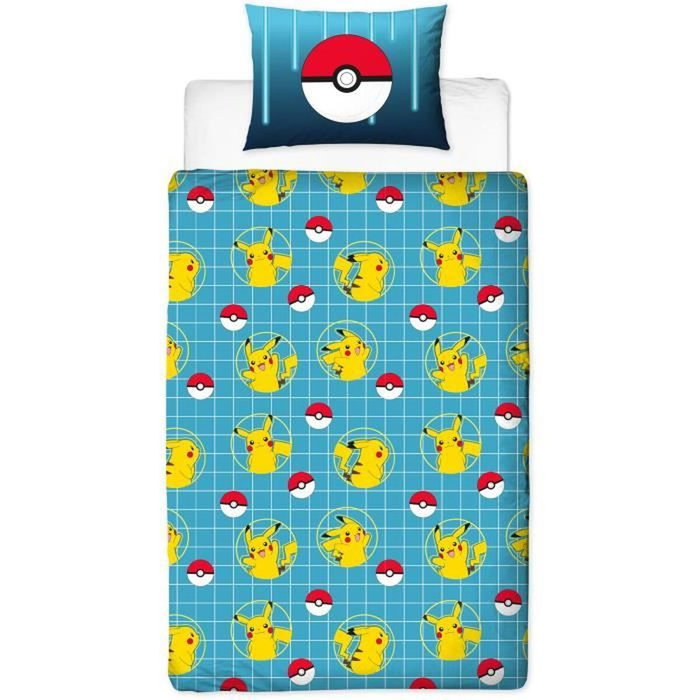 Pokémon Parure de lit réversible Pikachu Laser en microfibre