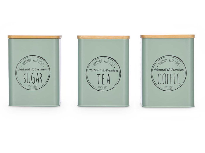 Kinvara Bocal avec couvercle en bambou vert menthe 9x13x9 cm (Set de 12)