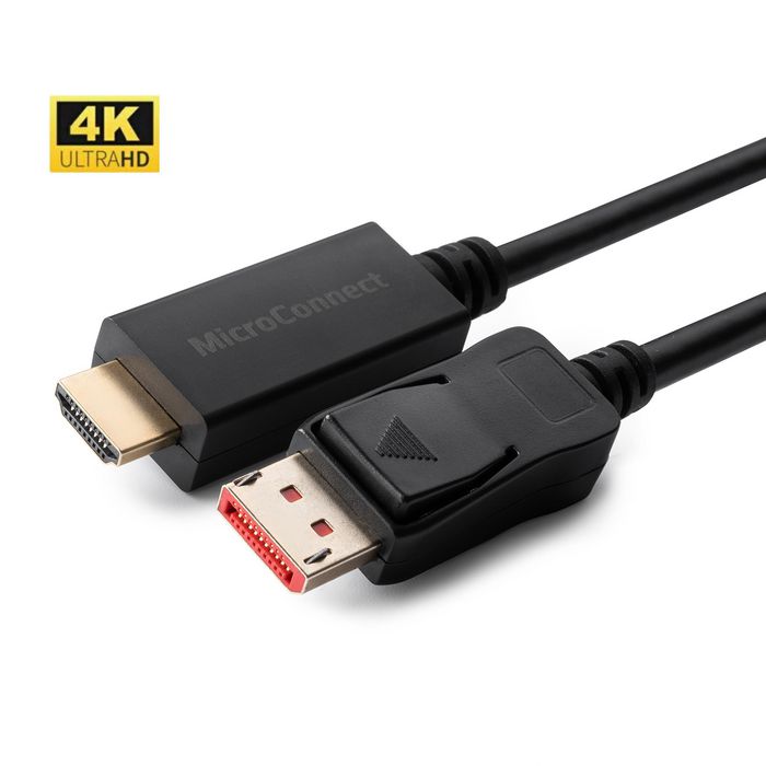 MicroConnect Câble DisplayPort 1.4 vers HDMI 2.0, 3 mètres, Compatible 4K à 60 Hz, Connecteurs Dorés MicroConnect Câble DisplayPort 1.4 vers HDMI 2.0, 3 mètres, Compatible 4K à 60 Hz, Connecteurs Dorés