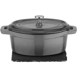GSW Mini Cocotte 718301 en fonte d'acier massive, compatible induction et tous feux, couleur gris anthracite avec intérieur émaillé blanc