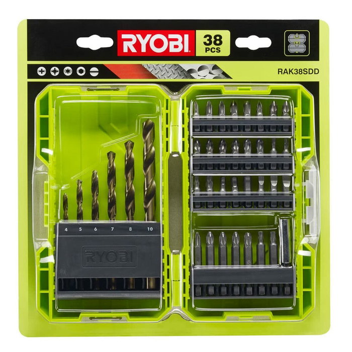 Ryobi Coffret de 38 accessoires de perçage et vissage antichocs empilable RAK38SDD