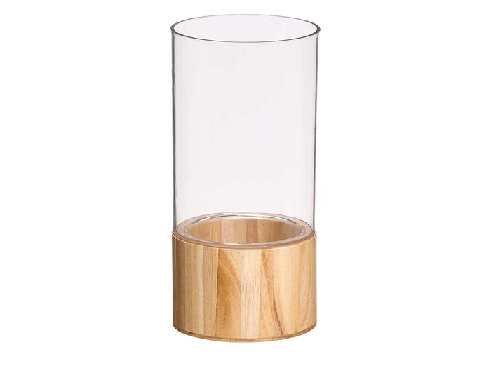 GIFTDECOR Vase Cylindrique en Acrylique avec Base en Bois 12x12x25cm GIFTDECOR Vase Cylindrique en Acrylique avec Base en Bois 12x12x25cm