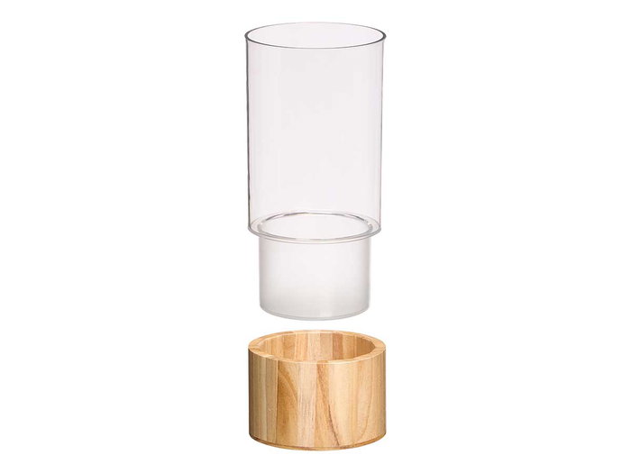 GIFTDECOR Vase Cylindrique en Acrylique avec Base en Bois 12x12x25cm GIFTDECOR Vase Cylindrique en Acrylique avec Base en Bois 12x12x25cm