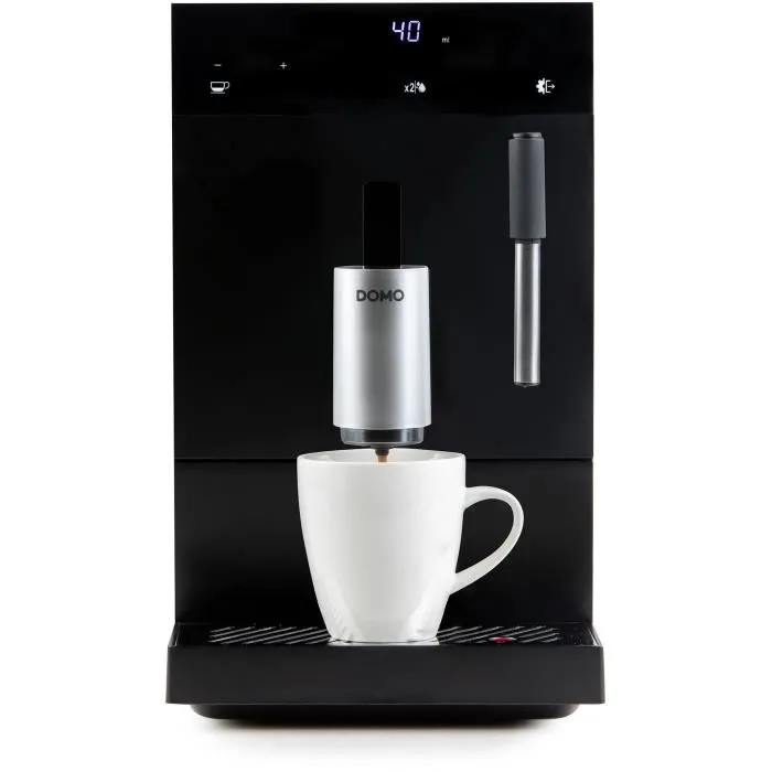 DOMO DO1150K Machine à Expresso Automatique avec Broyeur - 1350 W - 19 bar - Écran Tactile - 1,1 L - Noir