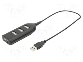 DIGITUS Hub USB 2.0 avec 4 ports USB A, noir, 0,3m