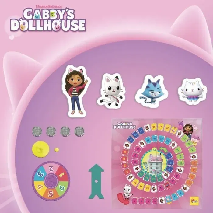 Liscianigiochi Jeu de l'Oie Gabby et la Maison Magique - Jeu de Société et de Chemin pour Enfants à Partir de 3 Ans - Fabriqué en Italie