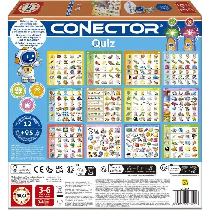 Educa Conector Quiz - Jeu éducatif format livre avec 90 questions, 12 thèmes - Des 3 ans