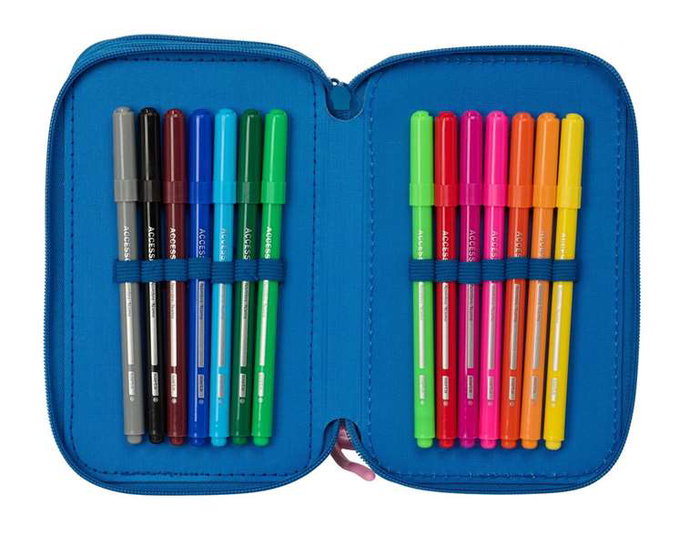 Safta Plumier Triple 37 Pièces pour Crayons - Dimensions : 12,5 x 19,5 x 5,5 cm
