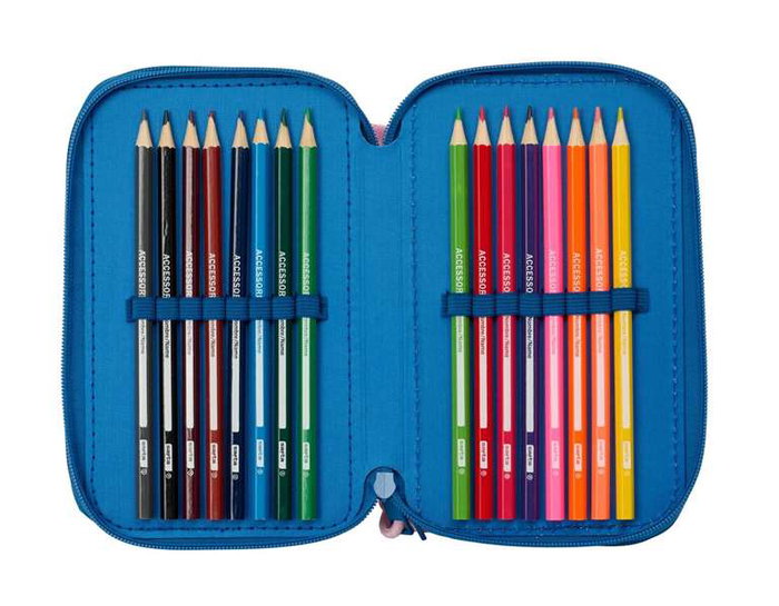 Safta Plumier Triple 37 Pièces pour Crayons - Dimensions : 12,5 x 19,5 x 5,5 cm