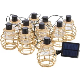 SMART SOLAR Lumina Guirlande lumineuse solaire 10 LEDs faux rotin naturel