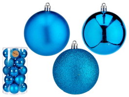 Krist+ Lot de 20 Boules de Noël 8 cm Bleues en Plastique (Set de 6)