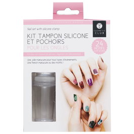 Cosmetic Club Kit de pochoirs pour ongles avec tampon