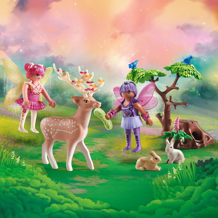 Playmobil Pack Démarrage Fées avec Animaux de la Forêt 71800 - Set Hades, Cerf, Lapins et Oiseaux