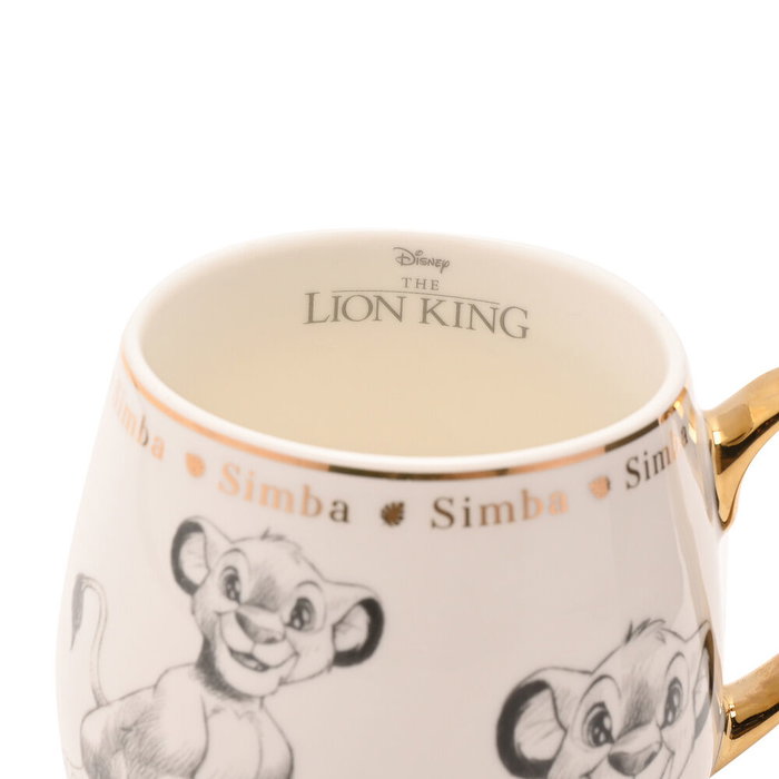 WIDDOP & CO - Mug Simba Le Roi Lion Disney avec illustrations et détails dorés - Tasse en porcelaine de Chine