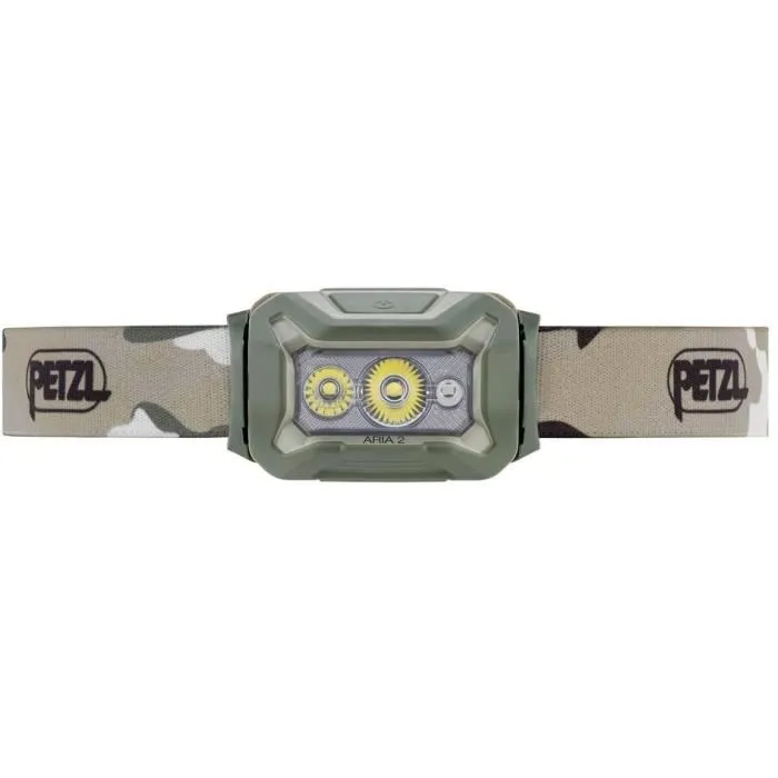 Petzl ARIA 2 Lampe frontale étanche 450 lumens, faisceau large, éclairage rouge/vert/bleu, avec 3 piles AAA/LR03 incluses Petzl ARIA 2 Lampe frontale étanche 450 lumens, faisceau large, éclairage rouge/vert/bleu, avec 3 piles AAA/LR03 incluses