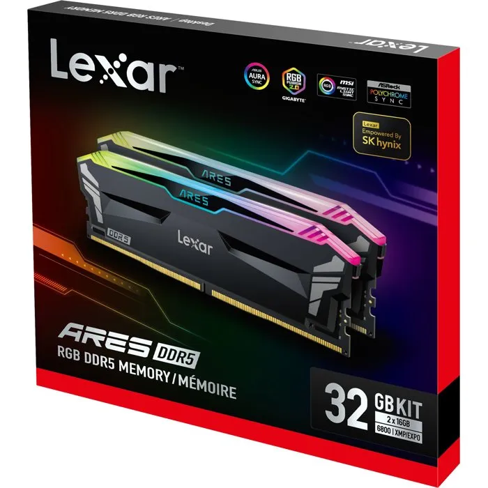 Lexar ARES RGB DDR5 32 Go (2x16 Go) 6800 MHz CL34 Lexar ARES RGB DDR5 32 Go (2x16 Go) 6800 MHz CL34