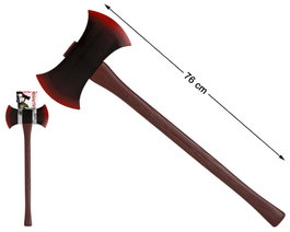 Atosa Hache à double tranchant sanglante noire et marron 76cm pour déguisement d'assassin