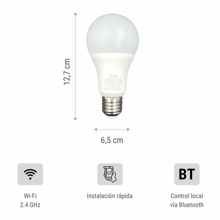 Konyks Antalya Easy E27 Pack de 2 Ampoules LED Connectées Wi-Fi + BT Konyks Antalya Easy E27 Pack de 2 Ampoules LED Connectées Wi-Fi + BT