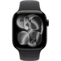 Apple Watch Series 11 GPS, boîtier aluminium noir intense 42mm, bracelet Sport Noir M/L