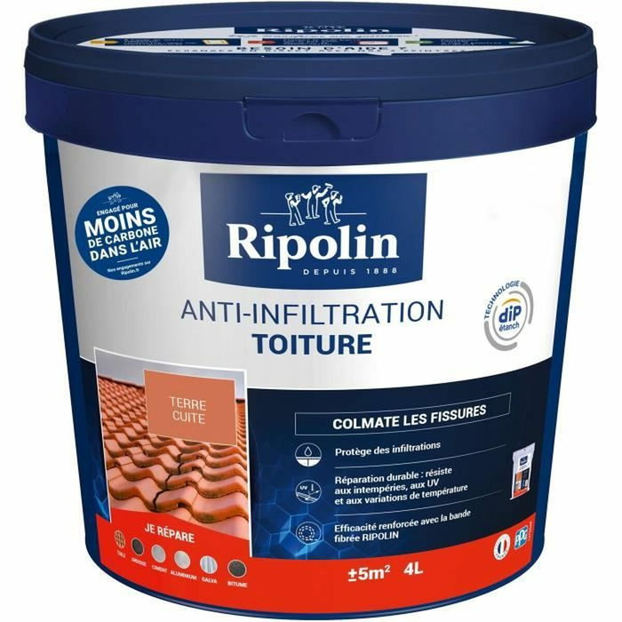 Ripolin Revêtement Anti-Infiltrations Toiture Terre Cuite 4L Bicouche Ripolin Revêtement Anti-Infiltrations Toiture Terre Cuite 4L Bicouche